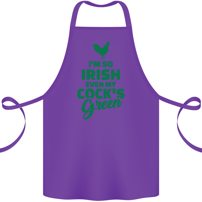 Irish Even My Cock's Green St Patricks Day Cotton Apron 100% Organic Purple