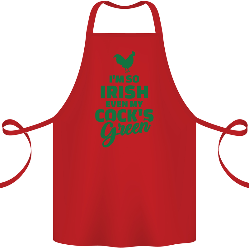 Irish Even My Cock's Green St Patricks Day Cotton Apron 100% Organic Red