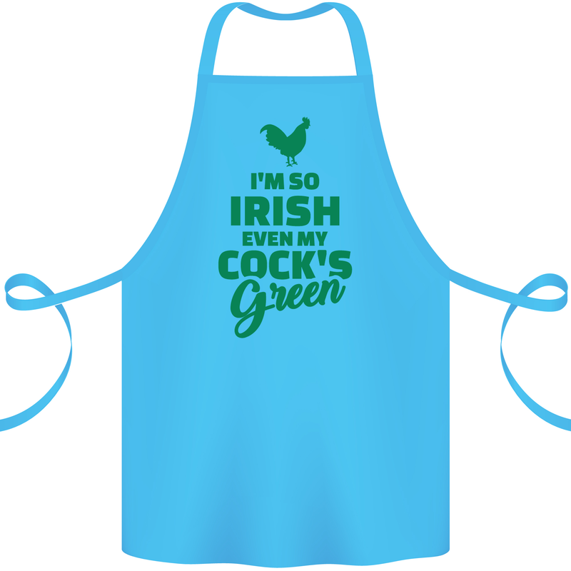 Irish Even My Cock's Green St Patricks Day Cotton Apron 100% Organic Turquoise