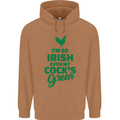 Irish Even My Cock's Green St Patricks Day Mens 80% Cotton Hoodie Caramel Latte