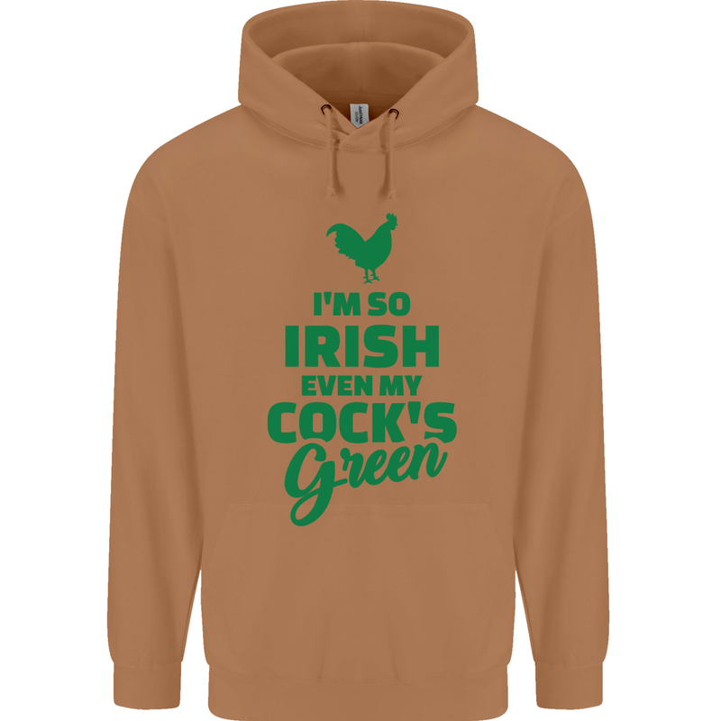 Irish Even My Cock's Green St Patricks Day Mens 80% Cotton Hoodie Caramel Latte