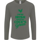 Irish Even My Cock's Green St Patricks Day Mens Long Sleeve T-Shirt Charcoal