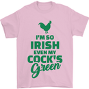 Irish Even My Cock's Green St Patricks Day Mens T-Shirt Cotton Gildan Light Pink