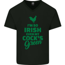 Irish Even My Cock's Green St Patricks Day Mens V-Neck Cotton T-Shirt Black
