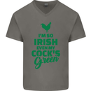 Irish Even My Cock's Green St Patricks Day Mens V-Neck Cotton T-Shirt Charcoal