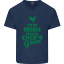 Irish Even My Cock's Green St Patricks Day Mens V-Neck Cotton T-Shirt Navy Blue