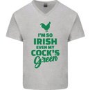 Irish Even My Cock's Green St Patricks Day Mens V-Neck Cotton T-Shirt Sports Grey