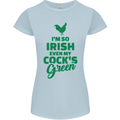 Irish Even My Cock's Green St Patricks Day Womens Petite Cut T-Shirt Light Blue