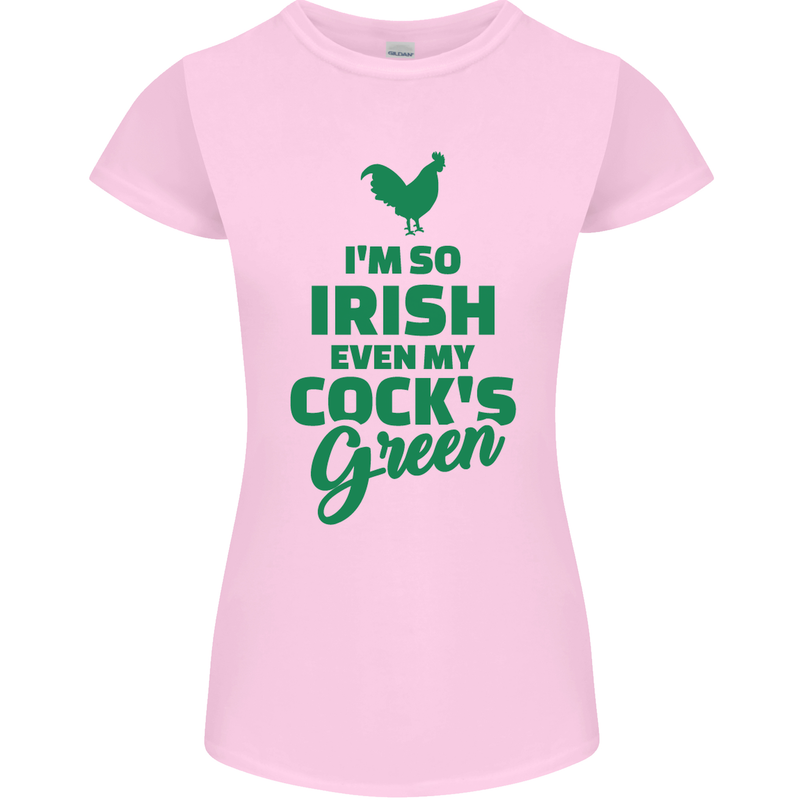 Irish Even My Cock's Green St Patricks Day Womens Petite Cut T-Shirt Light Pink