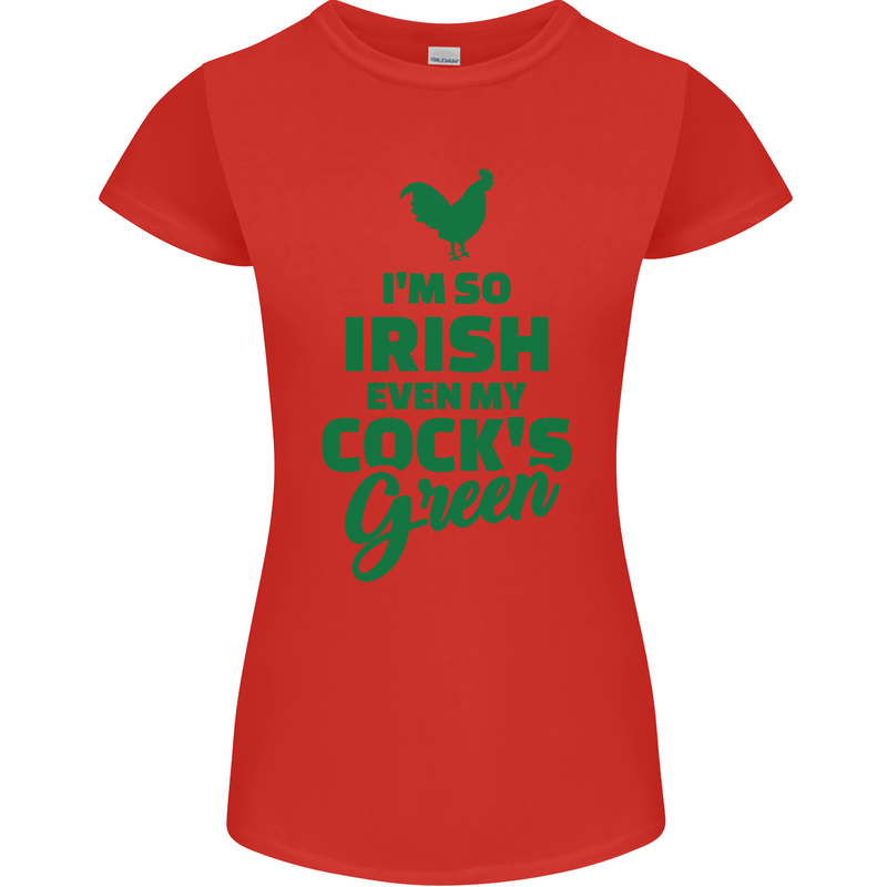 Irish Even My Cock's Green St Patricks Day Womens Petite Cut T-Shirt Red