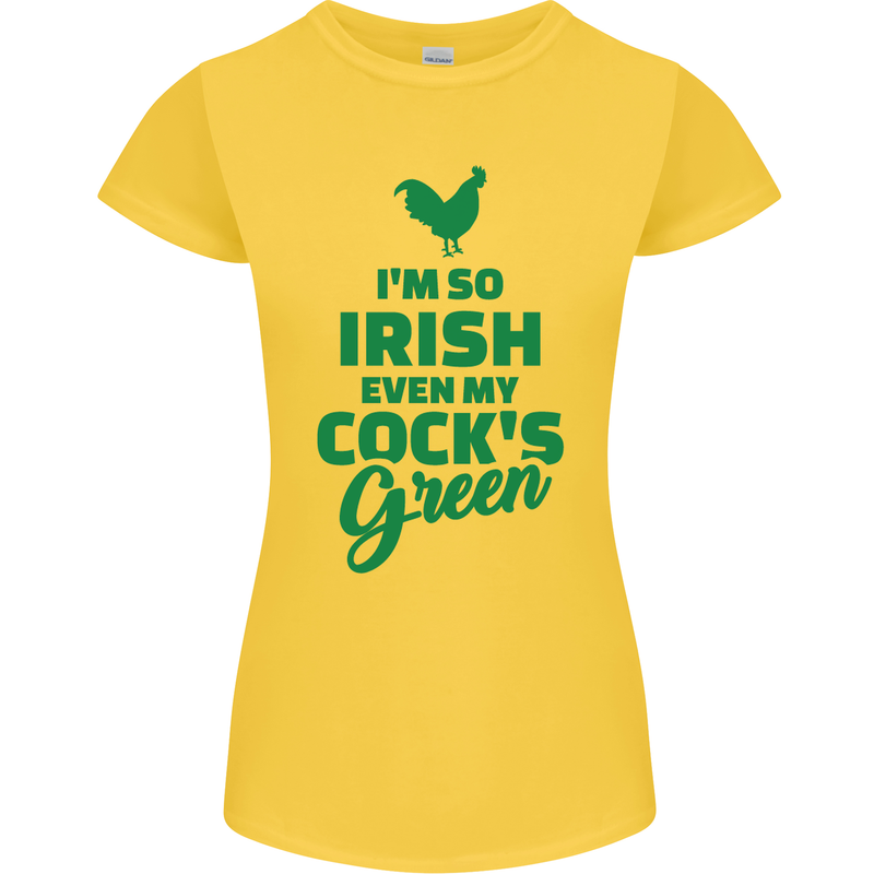 Irish Even My Cock's Green St Patricks Day Womens Petite Cut T-Shirt Yellow