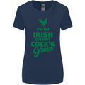 Irish Even My Cock's Green St Patricks Day Womens Wider Cut T-Shirt Navy Blue
