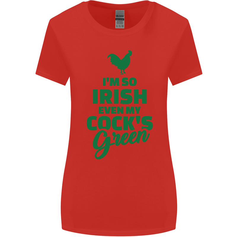 Irish Even My Cock's Green St Patricks Day Womens Wider Cut T-Shirt Red