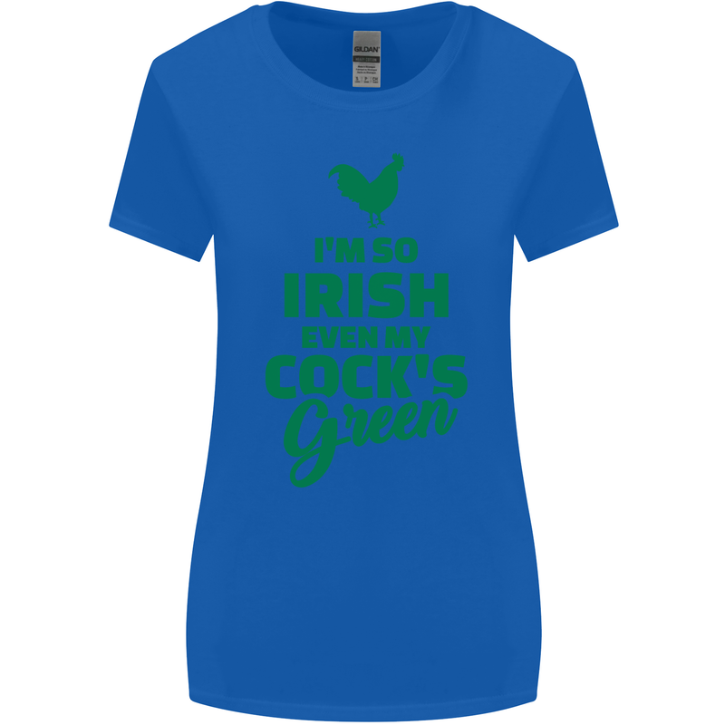 Irish Even My Cock's Green St Patricks Day Womens Wider Cut T-Shirt Royal Blue