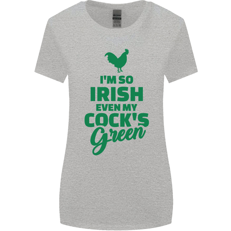 Irish Even My Cock's Green St Patricks Day Womens Wider Cut T-Shirt Sports Grey