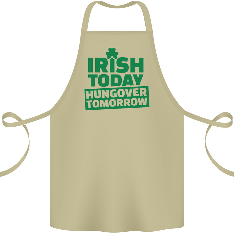 Irish Hungover Tomorrow St. Patrick's Day Cotton Apron 100% Organic Khaki