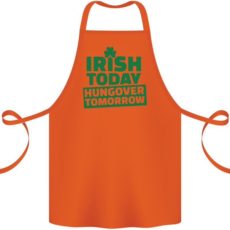 Irish Hungover Tomorrow St. Patrick's Day Cotton Apron 100% Organic Orange