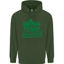 Irish Hungover Tomorrow St. Patrick's Day Mens 80% Cotton Hoodie Forest Green