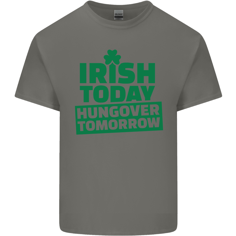 Irish Hungover Tomorrow St. Patrick's Day Mens Cotton T-Shirt Tee Top Charcoal