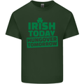 Irish Hungover Tomorrow St. Patrick's Day Mens Cotton T-Shirt Tee Top Forest Green