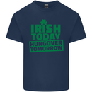 Irish Hungover Tomorrow St. Patrick's Day Mens Cotton T-Shirt Tee Top Navy Blue