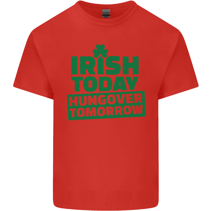 Irish Hungover Tomorrow St. Patrick's Day Mens Cotton T-Shirt Tee Top Red