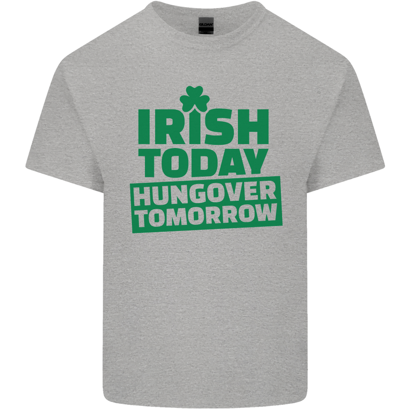 Irish Hungover Tomorrow St. Patrick's Day Mens Cotton T-Shirt Tee Top Sports Grey