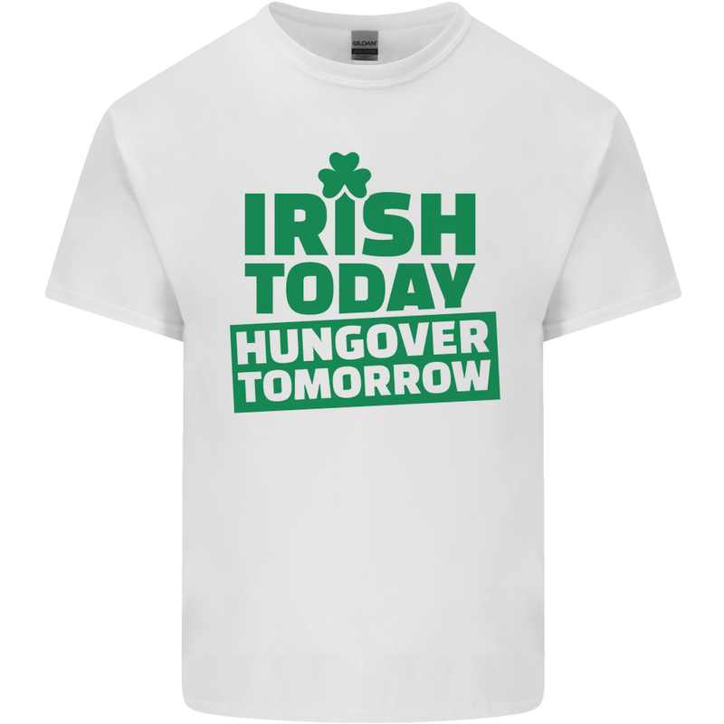 Irish Hungover Tomorrow St. Patrick's Day Mens Cotton T-Shirt Tee Top White