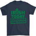 Irish Hungover Tomorrow St. Patrick's Day Mens T-Shirt Cotton Gildan Navy Blue