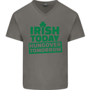 Irish Hungover Tomorrow St. Patrick's Day Mens V-Neck Cotton T-Shirt Charcoal