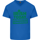 Irish Hungover Tomorrow St. Patrick's Day Mens V-Neck Cotton T-Shirt Royal Blue