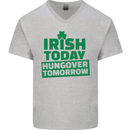 Irish Hungover Tomorrow St. Patrick's Day Mens V-Neck Cotton T-Shirt Sports Grey