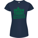 Irish Hungover Tomorrow St. Patrick's Day Womens Petite Cut T-Shirt Navy Blue