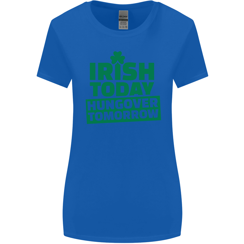 Irish Hungover Tomorrow St. Patrick's Day Womens Wider Cut T-Shirt Royal Blue