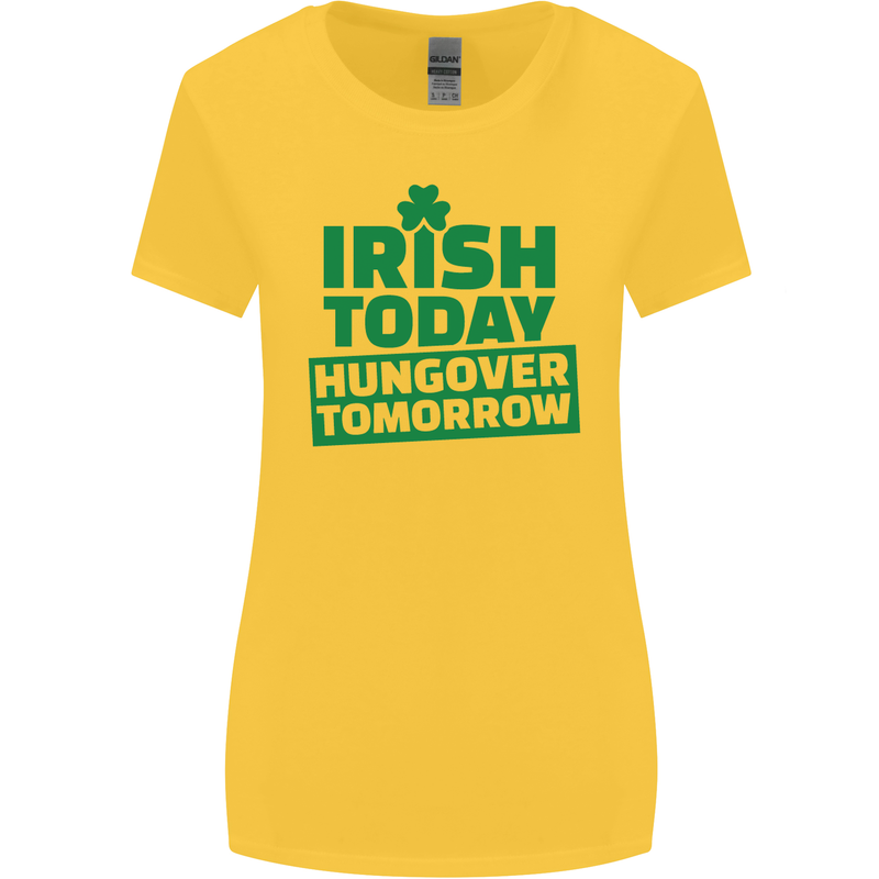 Irish Hungover Tomorrow St. Patrick's Day Womens Wider Cut T-Shirt Yellow