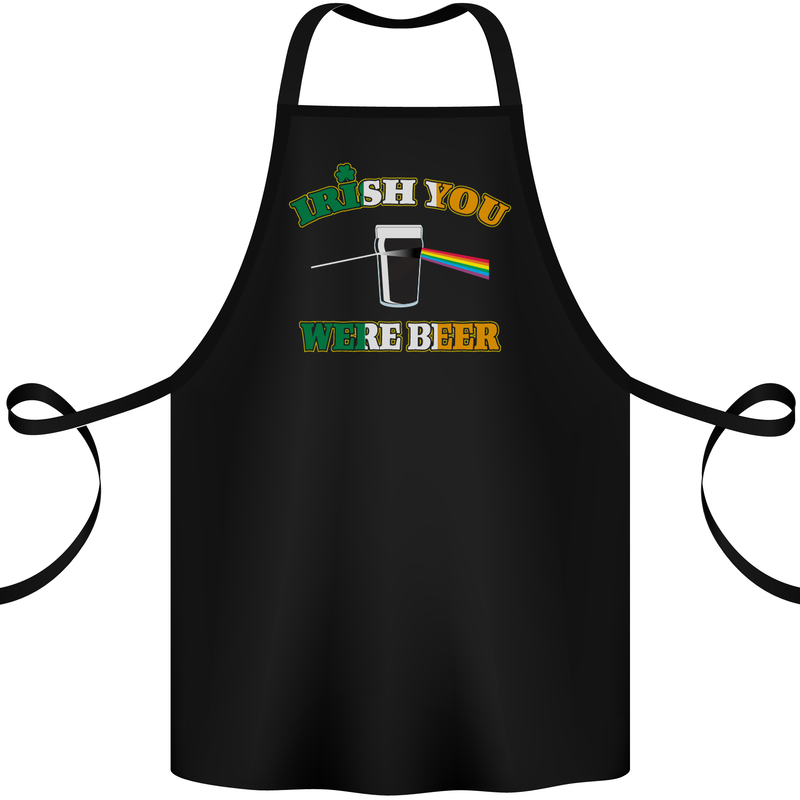 Irish You Were Beer St. Patrick's Day Beer Cotton Apron 100% Organic Black
