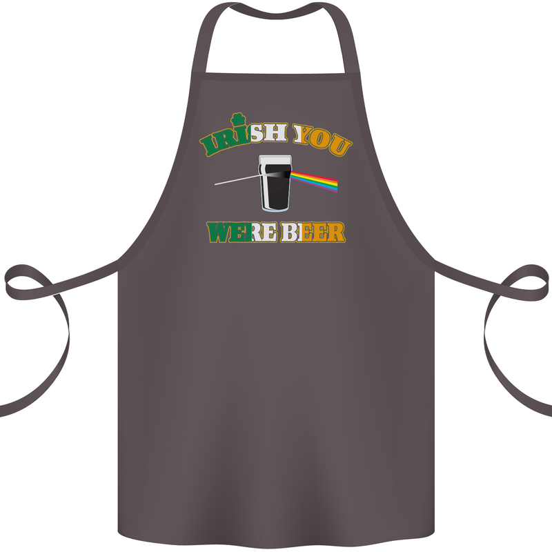 Irish You Were Beer St. Patrick's Day Beer Cotton Apron 100% Organic Dark Grey