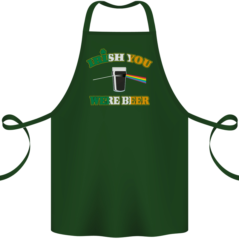 Irish You Were Beer St. Patrick's Day Beer Cotton Apron 100% Organic Forest Green