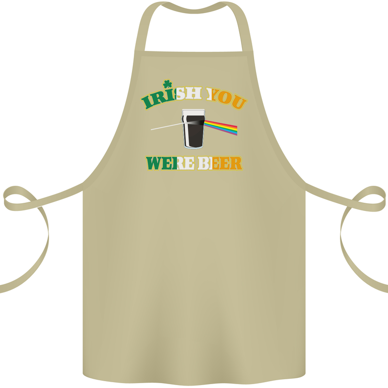 Irish You Were Beer St. Patrick's Day Beer Cotton Apron 100% Organic Khaki