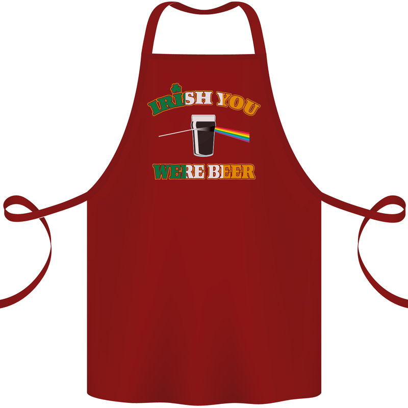 Irish You Were Beer St. Patrick's Day Beer Cotton Apron 100% Organic Maroon
