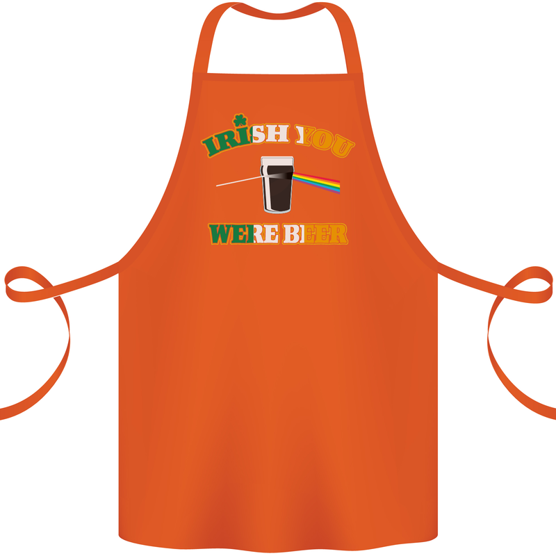 Irish You Were Beer St. Patrick's Day Beer Cotton Apron 100% Organic Orange
