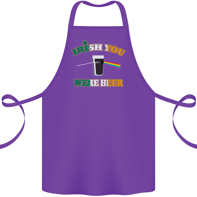 Irish You Were Beer St. Patrick's Day Beer Cotton Apron 100% Organic Purple