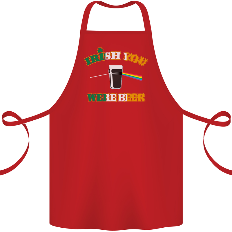 Irish You Were Beer St. Patrick's Day Beer Cotton Apron 100% Organic Red