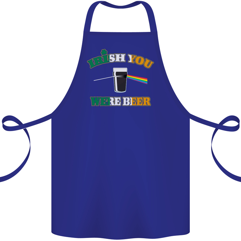 Irish You Were Beer St. Patrick's Day Beer Cotton Apron 100% Organic Royal Blue