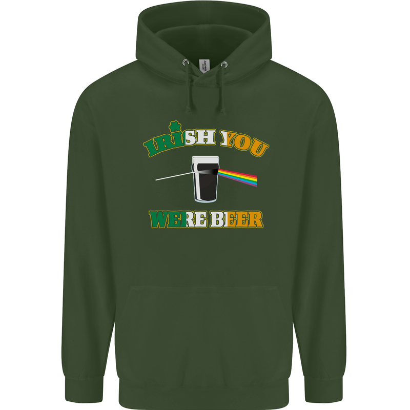 Irish You Were Beer St. Patrick's Day Beer Mens 80% Cotton Hoodie Forest Green