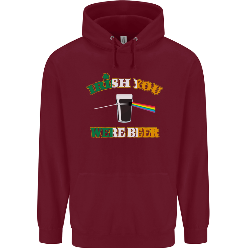 Irish You Were Beer St. Patrick's Day Beer Mens 80% Cotton Hoodie Maroon