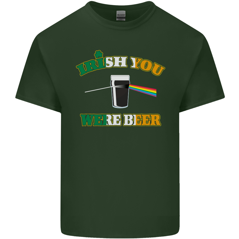 Irish You Were Beer St. Patrick's Day Beer Mens Cotton T-Shirt Tee Top Forest Green