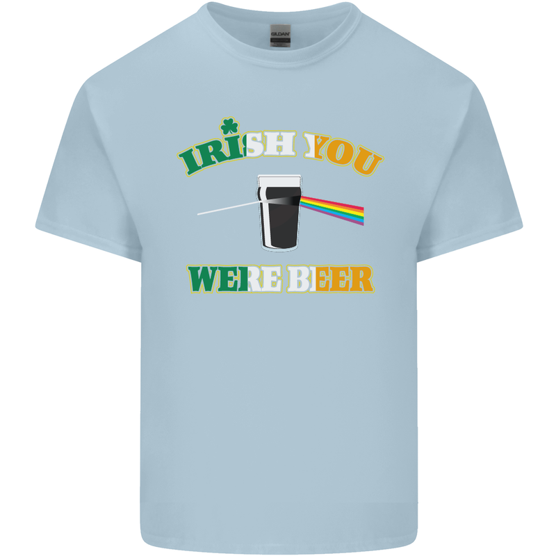 Irish You Were Beer St. Patrick's Day Beer Mens Cotton T-Shirt Tee Top Light Blue