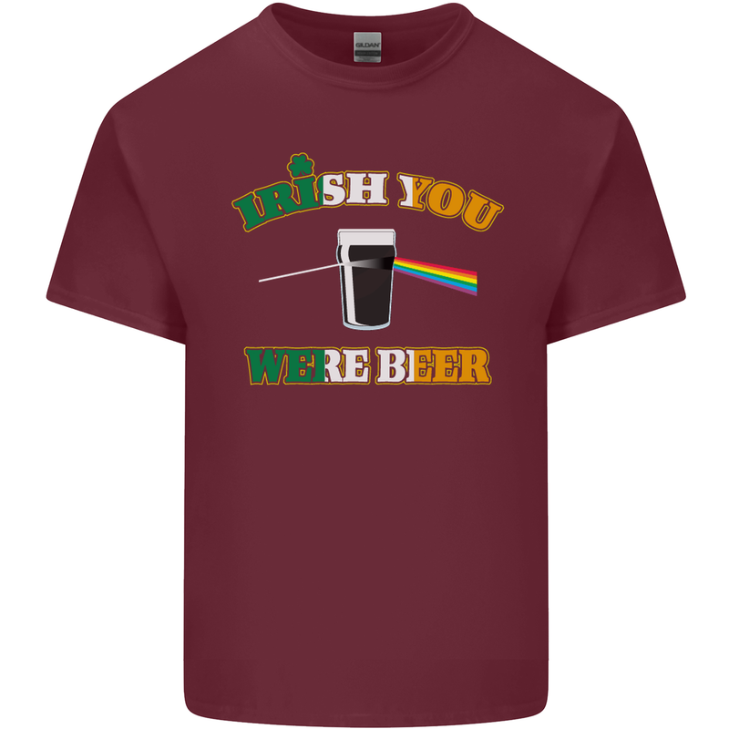 Irish You Were Beer St. Patrick's Day Beer Mens Cotton T-Shirt Tee Top Maroon