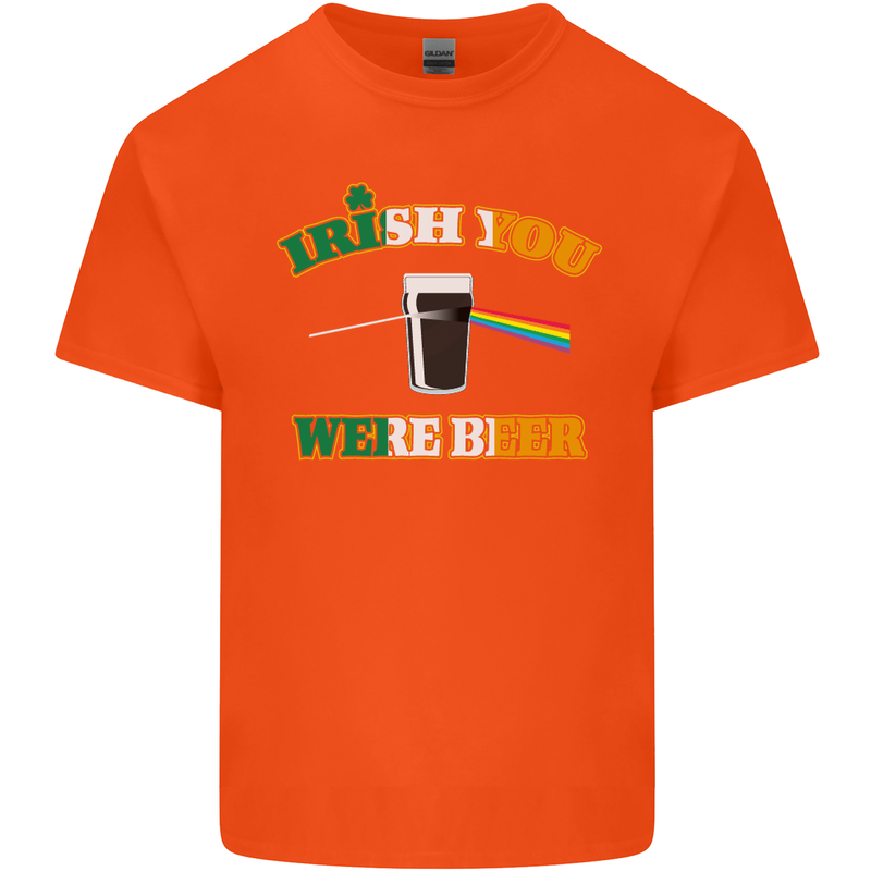 Irish You Were Beer St. Patrick's Day Beer Mens Cotton T-Shirt Tee Top Orange